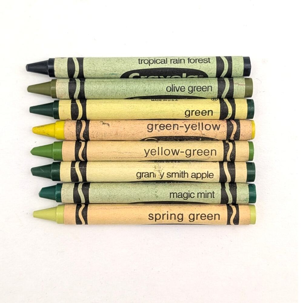Lot Of Crayola Crayons Rare Retired Discontinued Yellows Greens Binney Smith Vtg